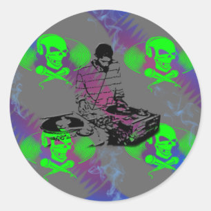 Sticker Rond Fileur de vinyle du DJ