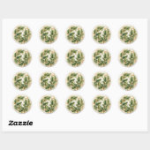 Sticker Rond Filigrane doré et houx (Feuille)