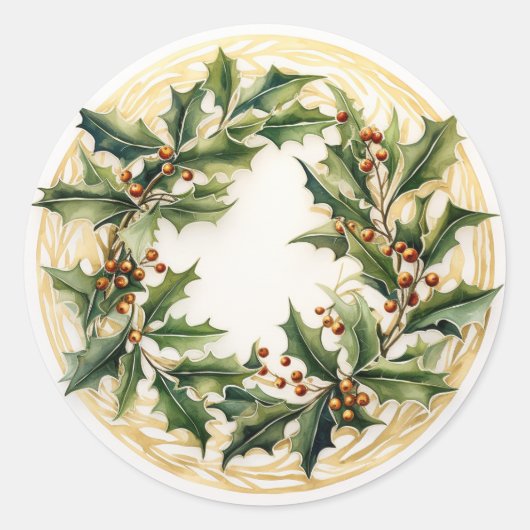 Sticker Rond Filigree Or & Berry Sprigs (Devant)