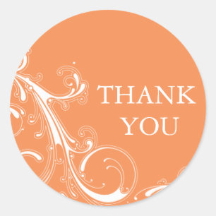 Sticker Rond Filigree Swirl Orange Merci