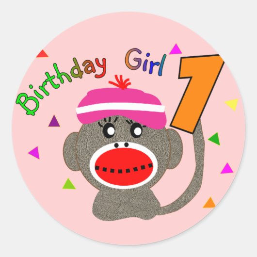 Sticker Rond Fille "1" d'anniversaire ans (Devant)