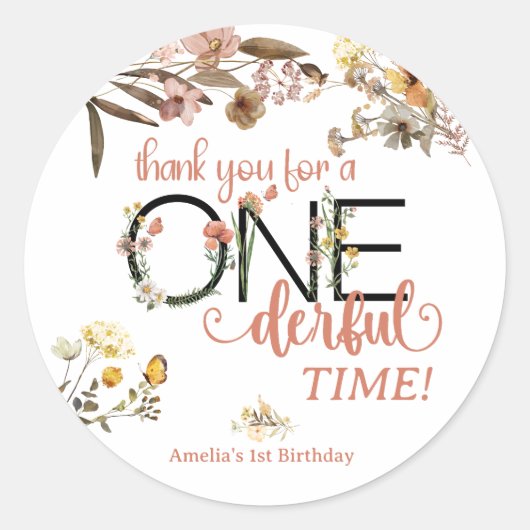 Sticker Rond Fille 1er anniversaire | Onederful (Devant)