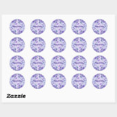 Sticker Rond Fille 50e anniversaire Lavande violet Floral (Feuille)