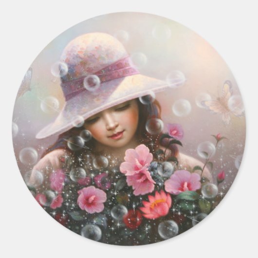 Sticker Rond fille à la soapbubble - la chanson de Sharon (Devant)