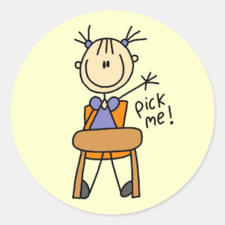 Sticker Rond Fille à l'école