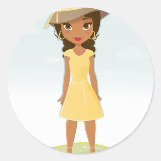 Sticker Rond Fille afro-américaine (Devant)
