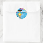 Sticker Rond Fille afro avec un popsicle (Sac)