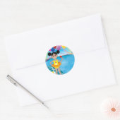 Sticker Rond Fille afro avec un popsicle (Enveloppe)