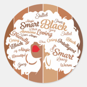 Sticker Rond Fille Afro Black Femme Africaine Américaine