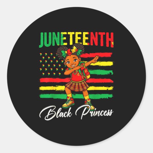 Sticker Rond Fille afro Juneteenth faisant le dab princesse noi (Devant)