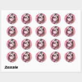 Sticker Rond Fille Anime (Feuille)