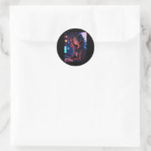 Sticker Rond Fille Anime Rétro Joueuse Configuration de Streami (Sac)