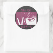 Sticker Rond Fille Anime Tokyo (Sac)