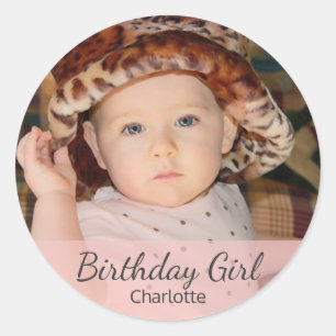 Sticker Rond Fille anniversaire avec votre photo
