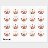 Sticker Rond Fille Anniversaire Fraise Rouge Ribbon (Feuille)