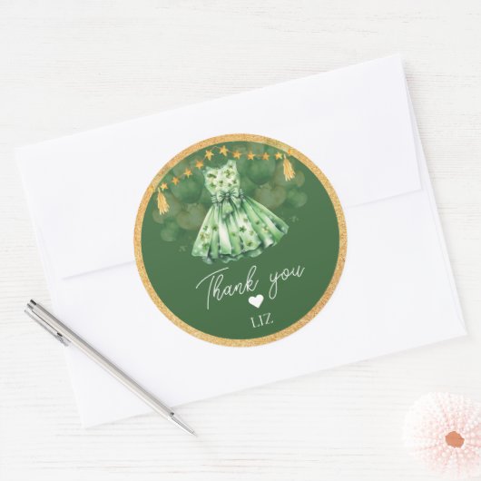Sticker Rond Fille Anniversaire Saint Patrick's Day Merci (Enveloppe)