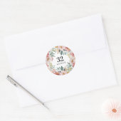 Sticker Rond Fille aquarelle florale anniversaire rose chic cla (Enveloppe)