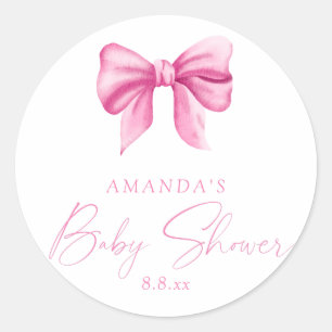 Sticker Rond Fille ARC ROSE Baby shower