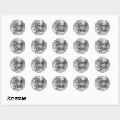 Sticker Rond Fille argent Ombre Holo Parties scintillant Merci (Feuille)