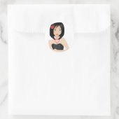 Sticker Rond Fille asiatique (Sac)