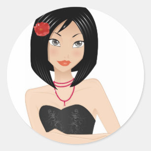 Sticker Rond Fille asiatique