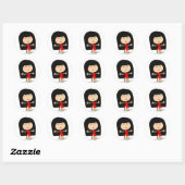 STICKER ROND FILLE ASIATIQUE MIGNÉE (Feuille)