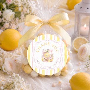 Sticker Rond Fille au citron Baby Shower Merci