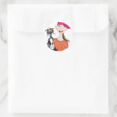 Sticker Rond Fille avec chat mouillé (Sac)