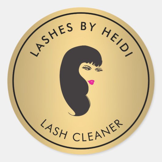 Sticker Rond Fille avec cils sur Faux Gold Lash Cleaner (Devant)