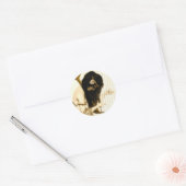 Sticker Rond Fille avec harpe (Enveloppe)