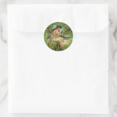 Sticker Rond Fille avec harpe et shamrocks (Sac)