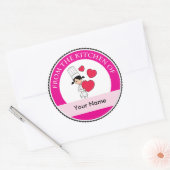 Sticker Rond Fille avec les coeurs Motif - (Enveloppe)