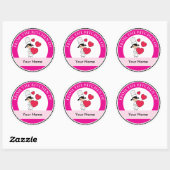 Sticker Rond Fille avec les coeurs Motif - (Feuille)