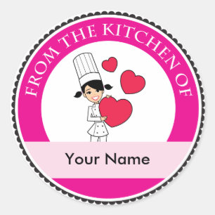 Sticker Rond Fille avec les coeurs Motif -