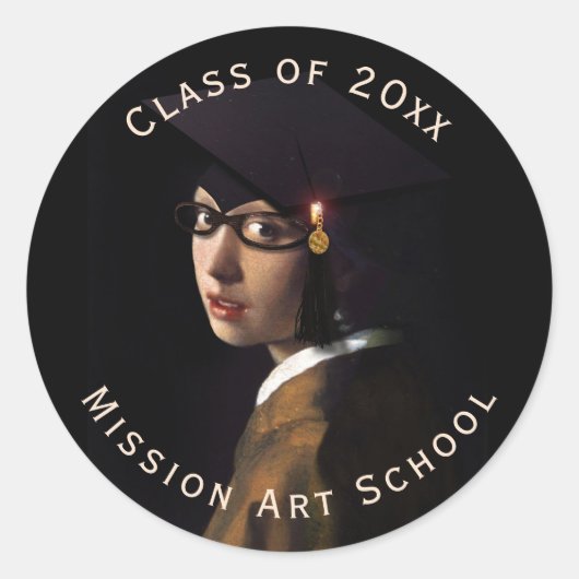 Sticker Rond Fille avec les lunettes Graduation (Devant)