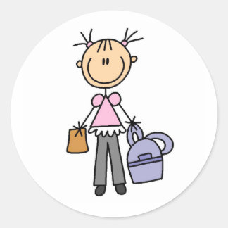 Sticker Rond Fille avec sac à dos