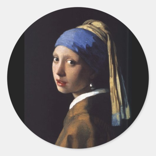 Sticker Rond Fille avec une oreille perle (Devant)
