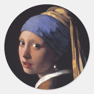 Sticker Rond Fille avec une oreille perle