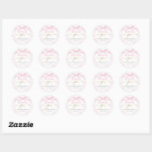 Sticker Rond Fille Baby shower de la ceinture rose (Feuille)