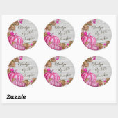 Sticker Rond Fille Baby shower Gris Bois Automne rose Citrouill (Feuille)