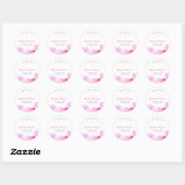 Sticker Rond Fille Baptême Christening Encre Rose (Feuille)