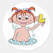 Sticker Rond Fille Bath Time Amusant avec canard en caoutchouc  (Devant)