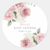 Sticker Rond Fille bébé dans le Baby shower en fleurs (Devant)