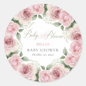 Sticker Rond Fille bébé dans le Baby shower en fleurs (Devant)