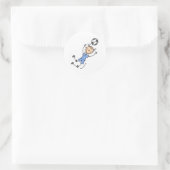 Sticker Rond Fille Bleu Soccer Uniforme (Sac)