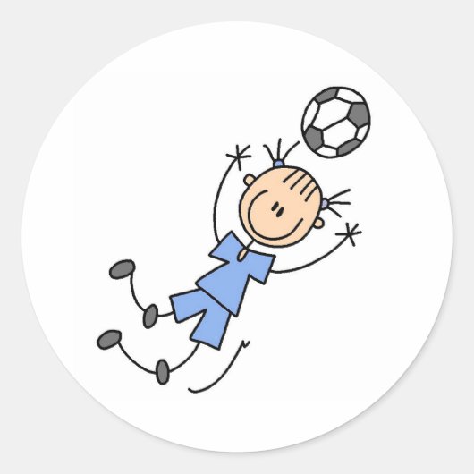 Sticker Rond Fille Bleu Soccer Uniforme (Devant)