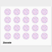 Sticker Rond Fille Bleu Tutu Ballerinas Arrière - plan rose cla (Feuille)