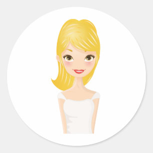 Sticker Rond Fille blonde