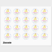 Sticker Rond Fille canard en caoutchouc Baby shower d'anniversa (Feuille)