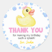Sticker Rond Fille canard en caoutchouc Baby shower d'anniversa (Devant)